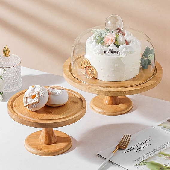 Wooden Cupcake Riser Holder, Desserts Dispaly Stand, Flat Round