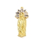 Eco-friendly Rack Plating Brass Micro Pave Cubic Zirconia Pendants, Cadmium Free & Lead Free, Long-Lasting Plated, Religion Virgin Mary Charm