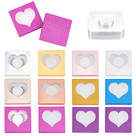 Olycraft Paper Folding Boxes, Empty Eyelash Packaging Box, with Clear Window, Square