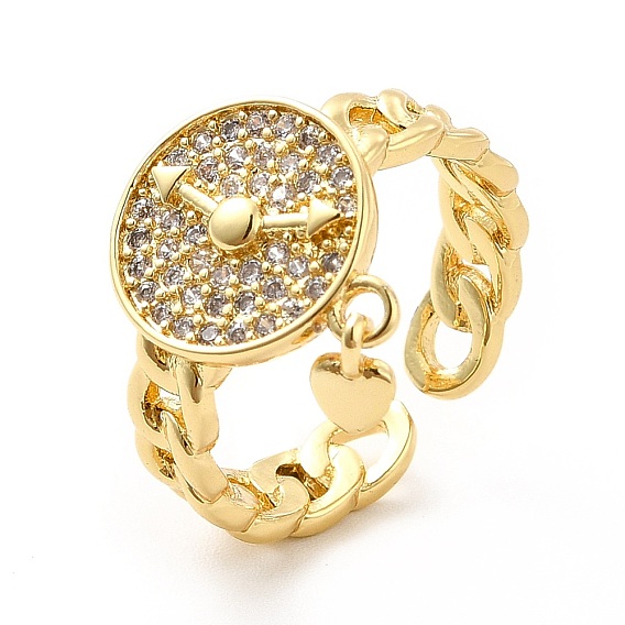Часы из прозрачного кубического циркония с подвеской в виде сердца, открытое кольцо-манжета, украшения из латуни для женщин
