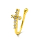 Clear Cubic Zirconia Cross Clip on Nose Rings, Brass Nose Cuff Non Piercing Jewelry for Women