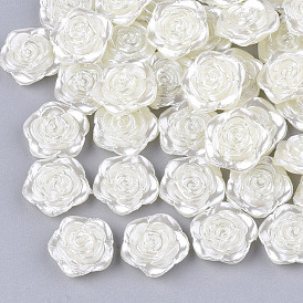 ABS Plastic Imitation Pearl Cabochons, Flower