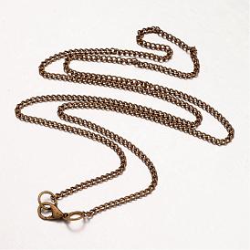 Iron Necklace Making, Twisted Curb Chain, with Alloy Lobster Clasp, 24.64 inch 