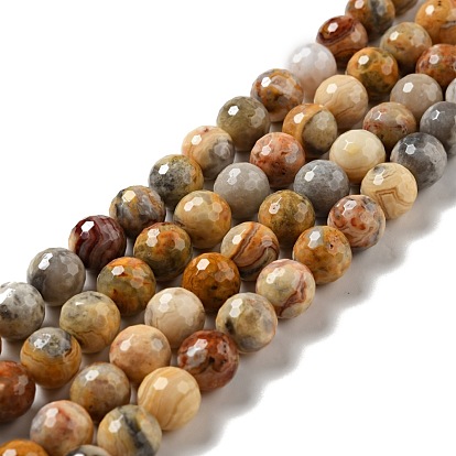 Chapelets de perles folles agate naturelles  , à facettes (128 facettes), ronde