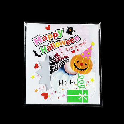 Halloween Theme Plastic Bakeware Bag, with Self-adhesive, for Chocolate, Candy, Cookies, Square