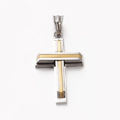 Bi-color une croix pendentifs en acier inoxydable pour hommes nouveaux