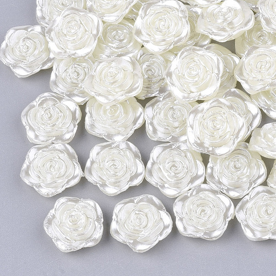 Cabujones de imitación de perlas de plástico abs, flor