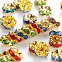 Brass Rhinestone Spacer Beads, Grade A  Mix, Rondelle, Golden and Nickel Free, Assorted Colors