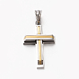 Bi-color une croix pendentifs en acier inoxydable pour hommes nouveaux