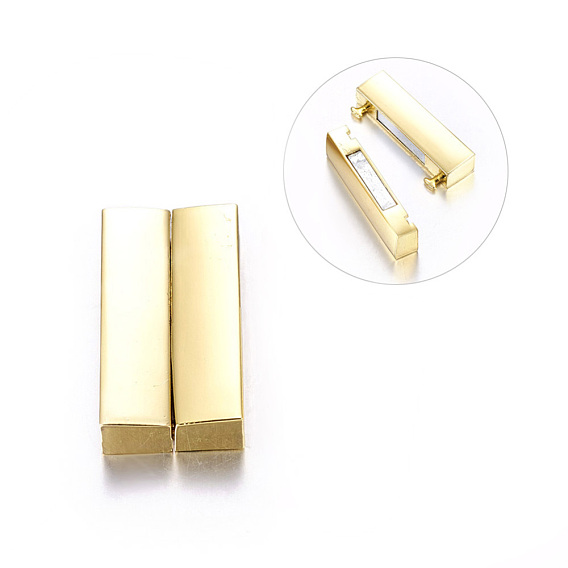 Alloy Magnetic Clasps, Rectangle, 37x19x7mm, Hole: 34x4mm