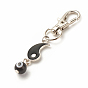 Alloy Enamel Keychain, with Alloy Swivel Lobster Claw Clasps and Evil Eye Lampwork Bead, Yin Yang