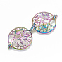 Plated Alloy Locket Pendants, Diffuser Locket, with Magnetic, Flat Round with Tree of Life & Owl