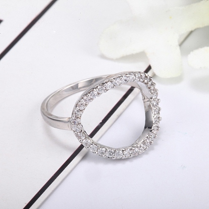 Stainless Steel Finger Rings, with Cubic Zirconia