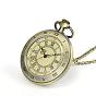 Relojes redondos planos de bolsillo de cuarzo de aleación, con cadenas de hierro y los corchetes de la garra de la langosta, 31.4 pulgada, Cabeza del reloj: 65x47x13 mm, cara del reloj: 35 mm