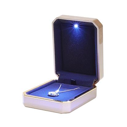 Spray Painted Plastic Necklace Boxes, with Light and Battery, Rectangle