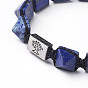 Bracelets de perles tressées de pierres précieuses mélangées, bracelet en nylon avec nœud carré, avec les accessoires en alliage, rectangle avec arbre