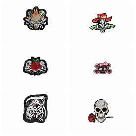 Skull Shape Computerized Embroidery Cloth Iron on/Sew on Patches, Costume Accessories