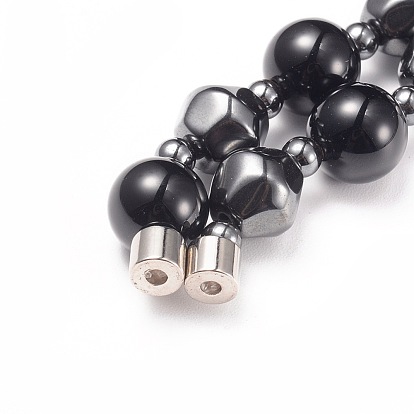 Colliers et bracelets élastiques et boucles d'oreilles ensembles de bijoux, avec les accessoires en acier inoxydable, hématite synthétique magnétique et perles d'agate noire naturelle