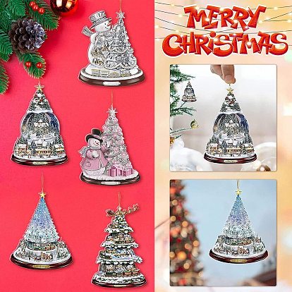 Décoration pendentif arbre de Noël en acrylique, pour une fête de Noël ou des ornements suspendus avec réflecteur de voiture
