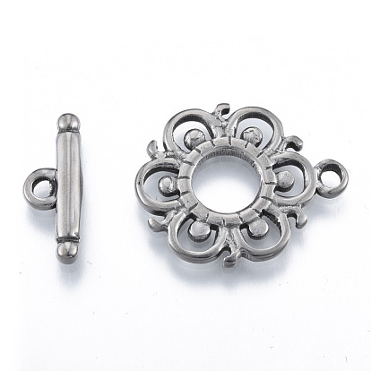 304 Stainless Steel Toggle Clasps, Flower