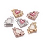 Brass Micro Pave Cubic Zirconia Links, with Shell, Heart