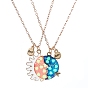 2Pcs Luminous Enamel Sun & Moon Match Couple Pendant Necklaces Set, Glow In The Dark Alloy Magnetic Jewelry for Kids