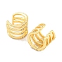 Rack Plating Brass with Clear Cubic Zirconia Multi Lines Cuff Earrings, Long-Lasting Plated, Lead Free & Cadmium Free