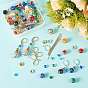 DIY Flower Beads Drop Earrings Making Kits, Including Lampwork Beads, Iron Rhinestone Beads & Pins, Brass Leverback Earring Findings