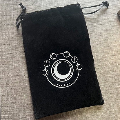 Бархатные мешочки для хранения карт Таро с принтом фаз луны и шнурком для хранения луны, прямоугольные, для хранения колдовских предметов