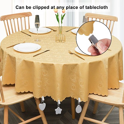Star & Oval & Heart Shape Marble Tablecloth Weights with Stainless Steel Tablecloth Clips, for Outdoor Garden Party Picnic Travel
