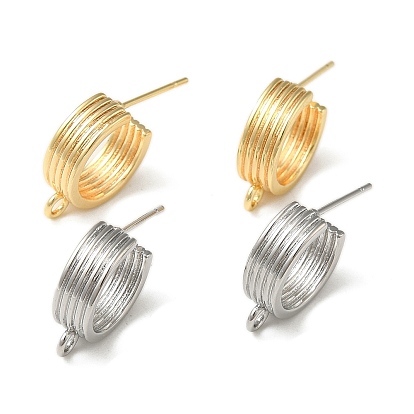Brass Ring Stud Earring Finding, Half Hoop Earrings with Loops