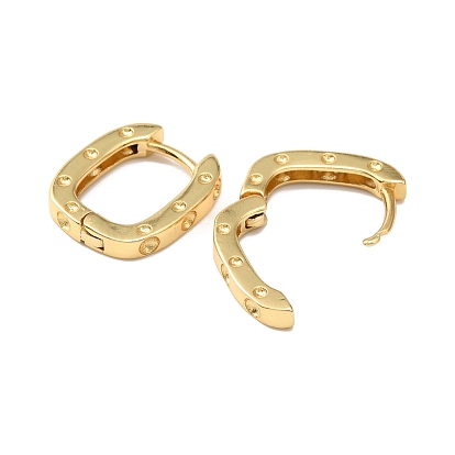 Brass Oval with Polka Dot Hoop Earrings for Woman