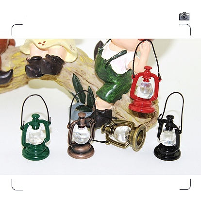 Lampe à huile miniature en alliage, pour accessoires de jardin de maison de poupée, faire semblant de décorations d'accessoires