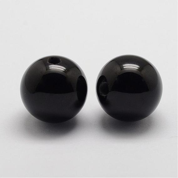 Perles d'onyx noir naturel, ronde