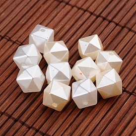 Faceted Cube Imitation Pearl Acrylic Beads, 10x10x9mm, Hole: 1.6mm, about 930pcs/500g