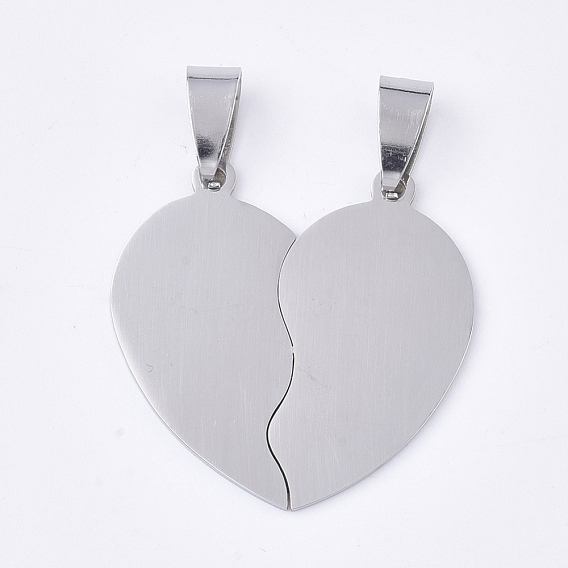 201 Stainless Steel Split Pendants, for Lovers, Heart with Heart