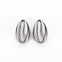 304 Stainless Steel Charms, Cadmium Free & Nickel Free & Lead Free, Shell Shape