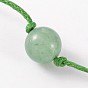Bracelets de cheville en coton ciré tendance, avec des perles de pierres précieuses et de style tibet charme de coeur en alliage d'argent antique, 150~300mm