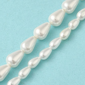 Electroplate Shell Pearl Beads Strands, Teardrop