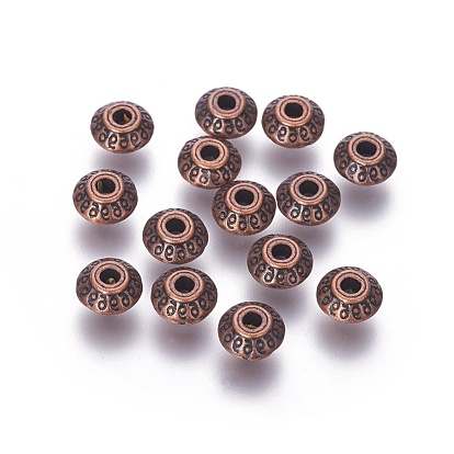 Tibetan Style Alloy Beads, Lead Free & Cadmium Free, Bicone, about 7mm long, 7mm wide, 4.5mm thick, hole: 1mm