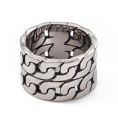Forma de cadena de eslabones cubanos 304 anillo de dedo de acero inoxidable, anillos de banda ancha para hombres