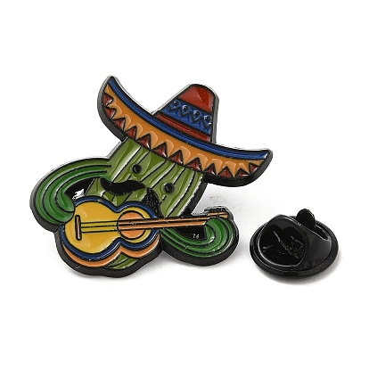 Cactus avec épingle en émail chapeau/caméléon, Broche en alliage noir d'électrophorèse pour vêtements de sac à dos, cinco de mayo