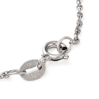 Rhodium Plated 925 Sterling Silver Rolo Chains Necklace Making, for Name Necklaces Making, with Spring Ring Clasps & S925 Stamp