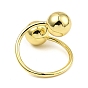 Rack Plating Brass Round Ball Beded Open Cuff Rings, Long-Lasting Plated, Lead Free & Cadmium Free