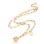 304 Stainless Steel Round Ball & Flat Round Pendant Necklace for Women