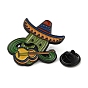 Cactus avec épingle en émail chapeau/caméléon, Broche en alliage noir d'électrophorèse pour vêtements de sac à dos, cinco de mayo