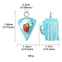 Opaque Resin Imitation Food Pendants, Cake Charm, with Platinum Plated Iron Loops