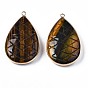 Natural Gemstone Pendants, with Light Gold Plated Brass Findings, Teardrop