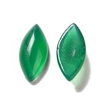 Dyed Natural Green Onyx Agate Cabochons, Horse Eye