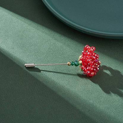 Épinglette fleur en perles de verre tressées, Broche épingle à nourrice en laiton pour accessoires de costume de corsage de smoking